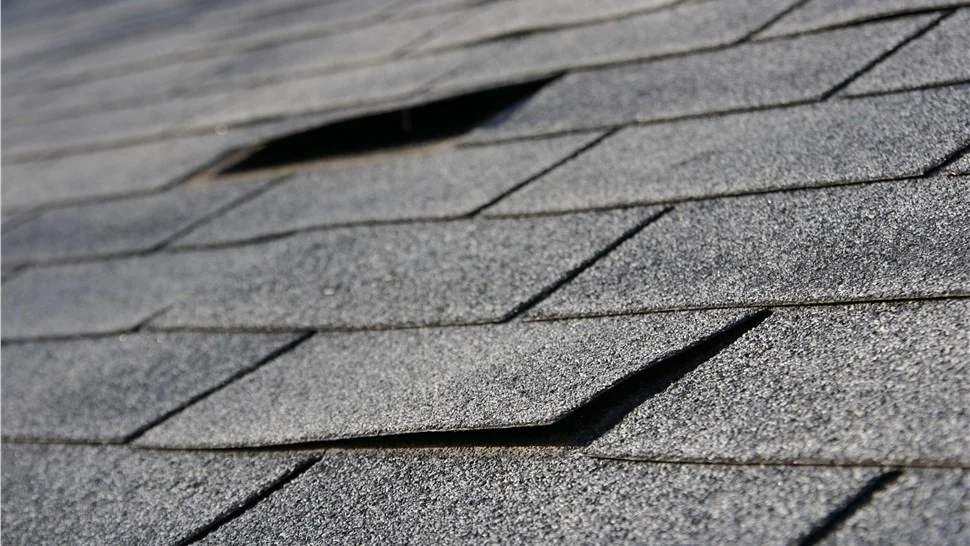 Damaged asphalt shingles needing roof repair in Central Minnesota
